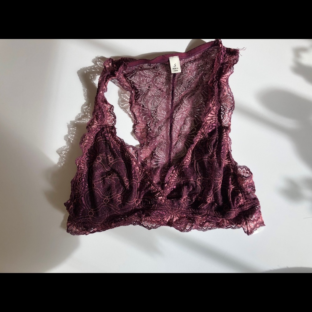Francescas Maroon and Pink Lace Bralette